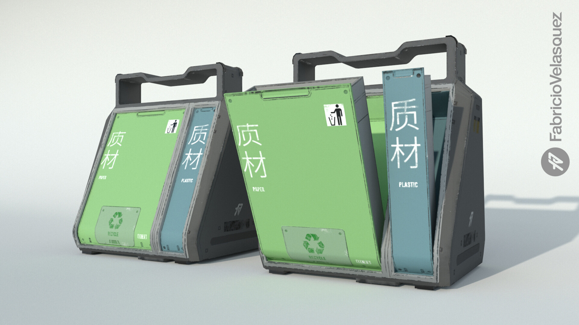 Stylized Sci-fi Bin, 3D Assets by Fabricio Velasquez in Maya