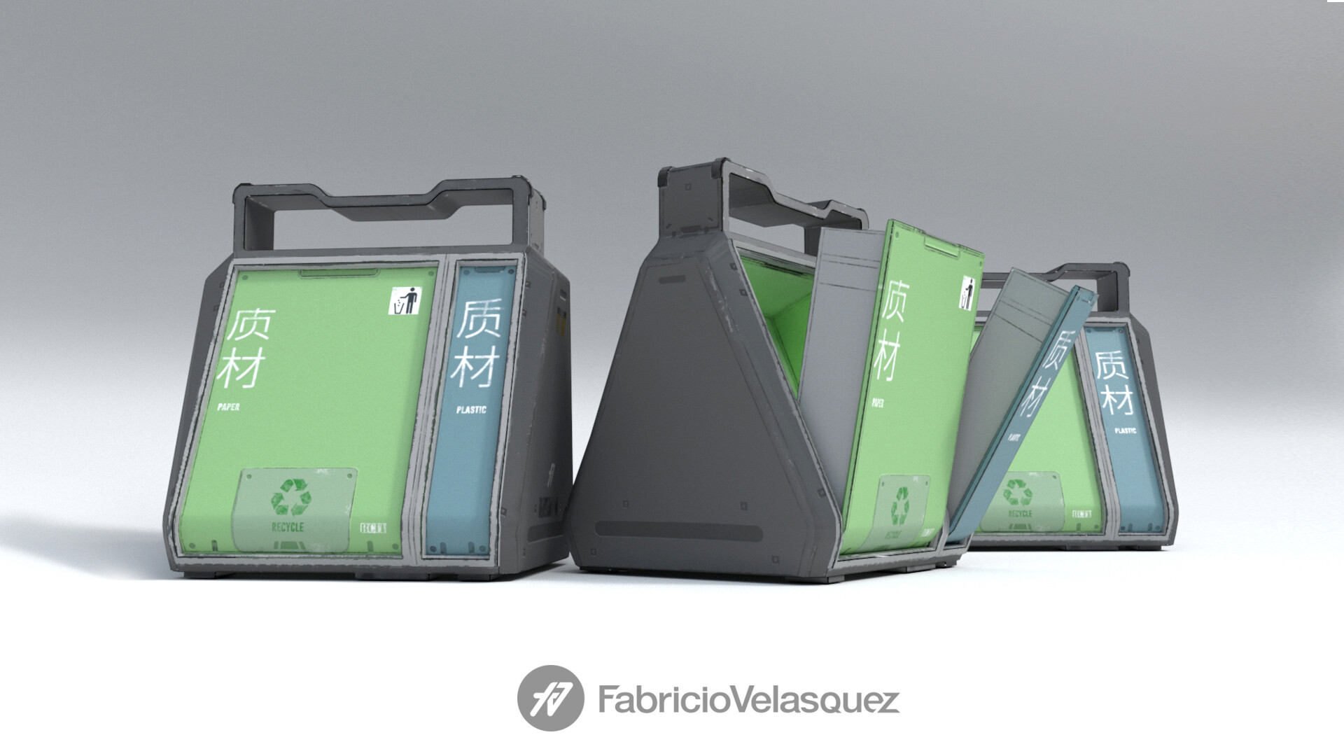 Stylized Sci-fi Bin, 3D Assets by Fabricio Velasquez in Maya