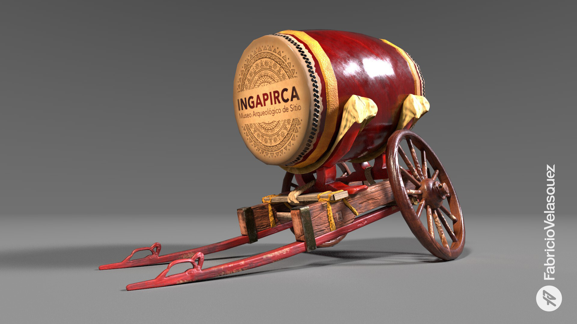 O-Daiko Feudal Japan Drumcart, 3D Assets by Fabricio Velasquez in Maya